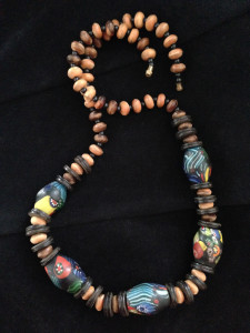 African wood and bead necklace